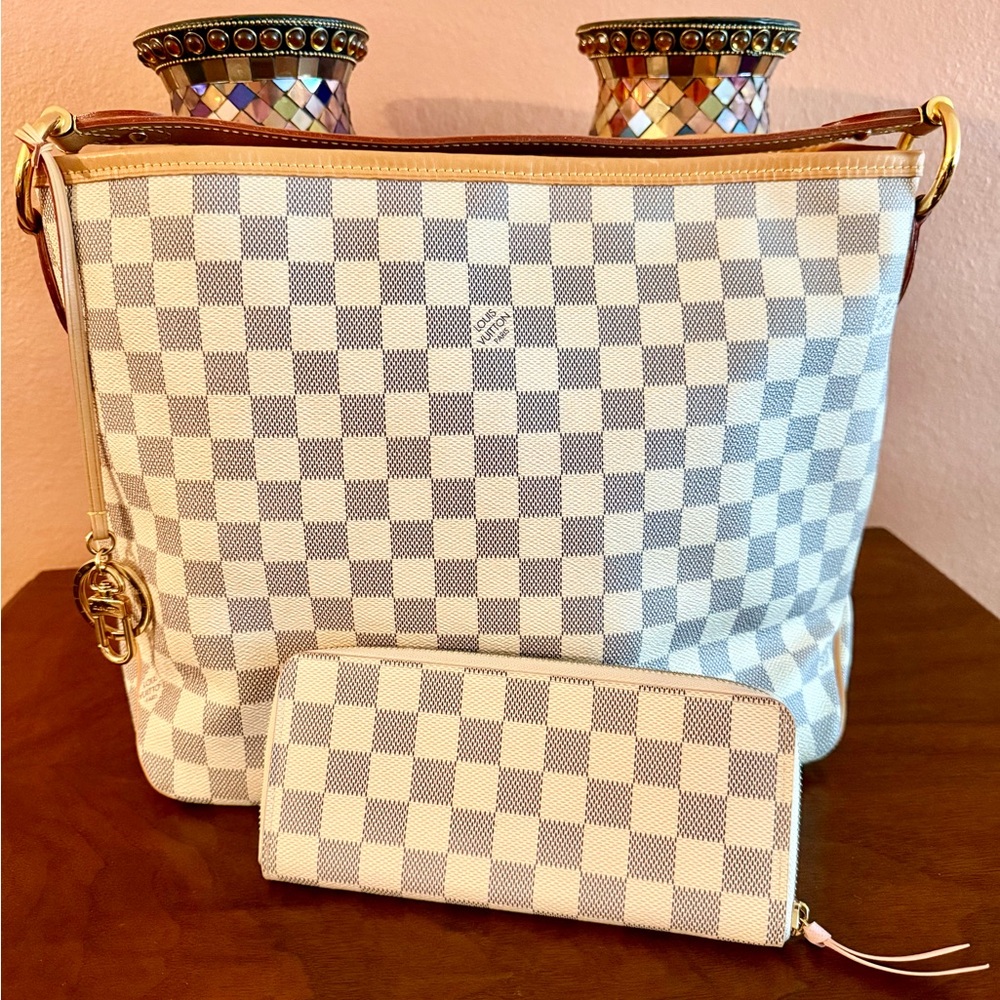 Louis Vuitton Delightful Damier Azur PM & Clemence Wallet Bundle